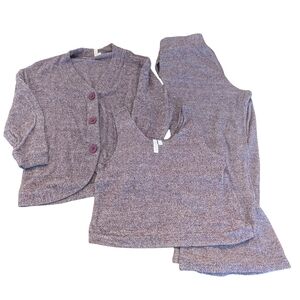 EUC Joyspun womens large purple chenille sleep lounge 3 piece set
